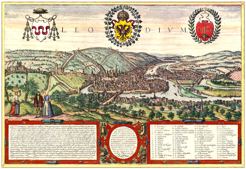  Gezicht op Luik (Liege) 1572 Braun en Hogenberg